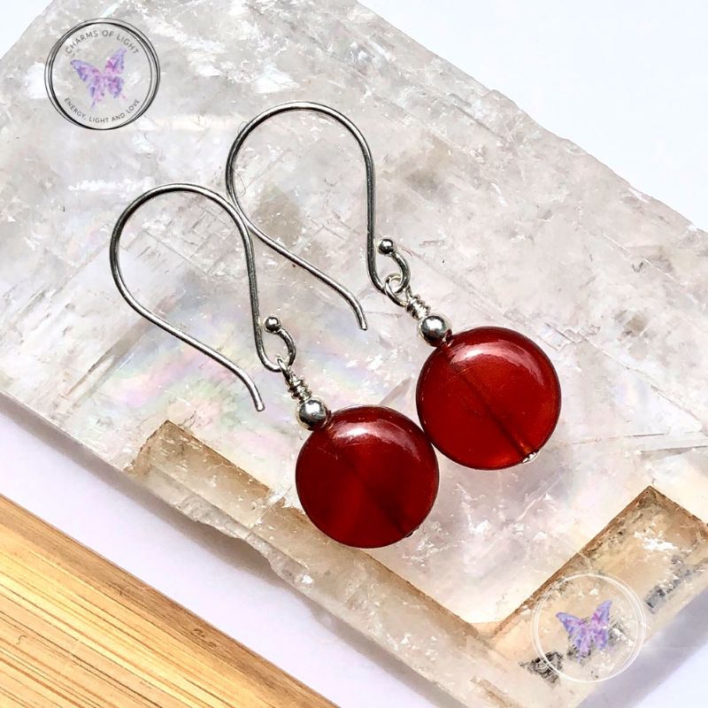 Carnelian Coin Earrings